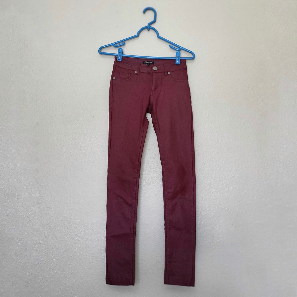 Red Faux Leather Skinny Jeans